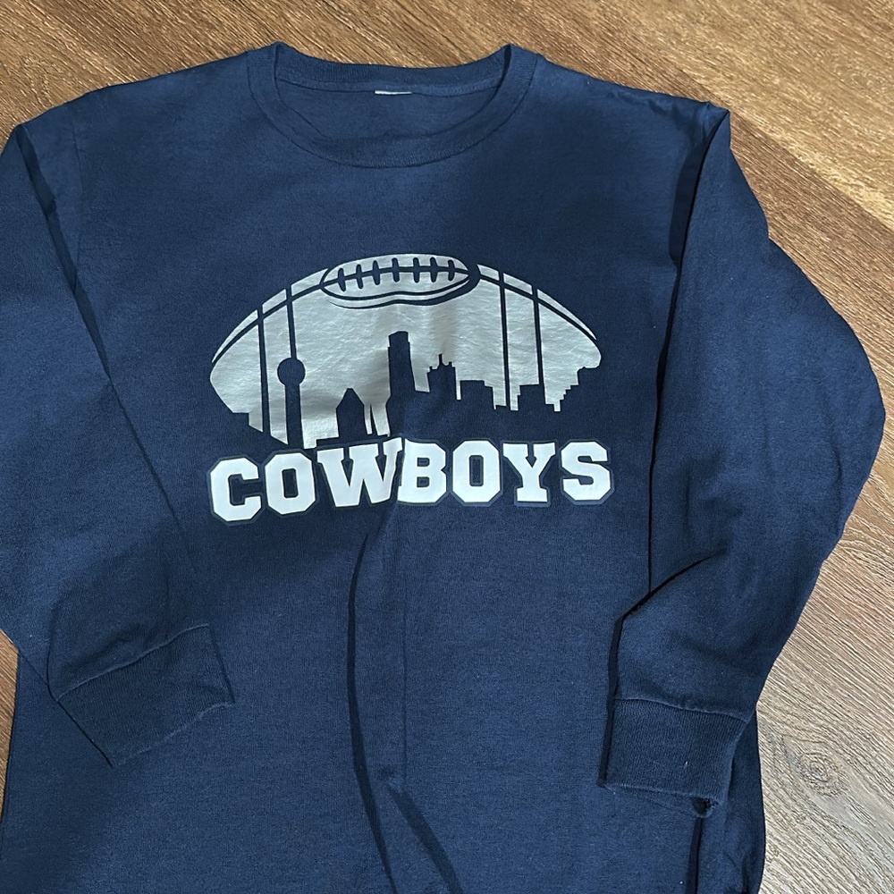 Cowboys Navy Blue Kids Long Sleeve Shirt